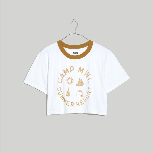 Madewell MWL Camp resort ringer crop tee size L - Picture 6 of 8